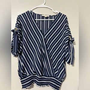 Michael Kors Women’s Top Size L Stripes Blue and White
